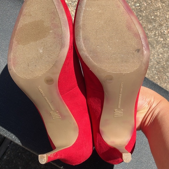 Red Heel Pumps Suede Leather Pointed Toe I.N.C. - Picture 4 of 9